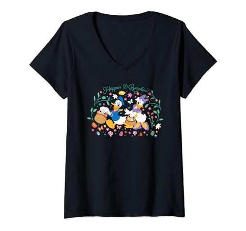 T-shirt Col V Disney Donald et Daisy Duck pour Pâques