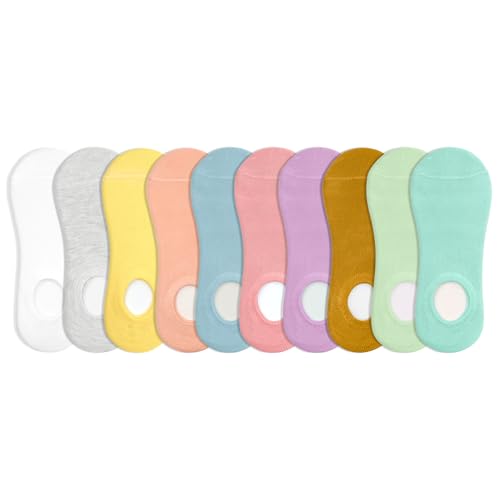 Image of 10 Pairs Kids Anti Slip No Show Socks, Unisex Socks 2-14 Years | Low cut invisible design hidden inside sneakers,3 thick silicone heel strips offer strong grip