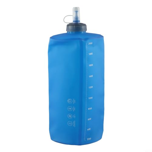 Durashmall Bolsa de agua suave para exteriores, plegable, portátil, botella de agua para camping, 1000 ml, 2000 ml, material TPE, filtro 0.01 para senderismo, senderismo, correr, uso fuera de