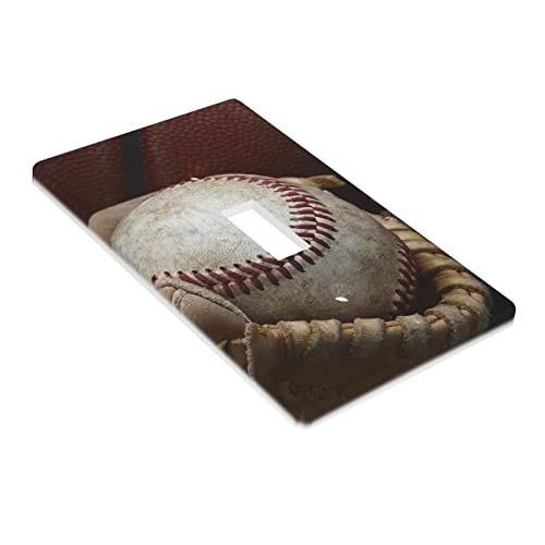 Baseball Decorative Light Switch Cover Single Switch Plate Covers 1 Gang Toggle Wall Plate For Bathroom Kitchen, Standard Size 4.50 X 2.76 Inch #TOP2