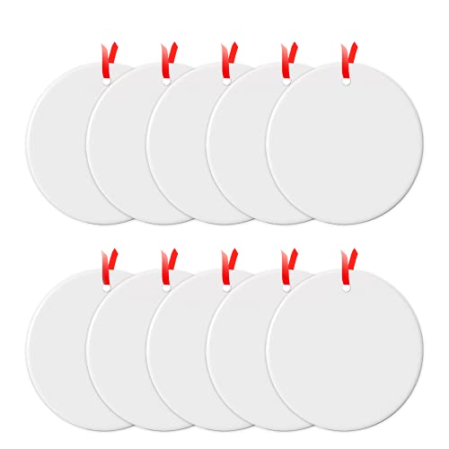 10Pcs Sublimation Ornament Blanks Ceramic Ornaments Bulk Sublimation Blanks Products Ceramic Sublimation Ornaments for 2021 Personalize Christmas Tree Decorations Supporting Sublimation