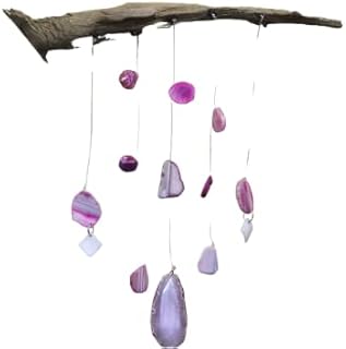 Driftwood Wall Art with Pink Geodes