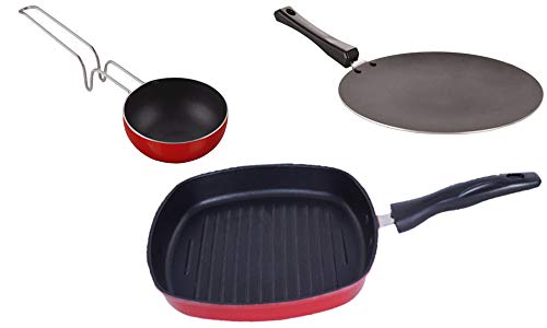 Image of Nirlon Non Stick PFOA Free Stain Resistance Non-Induction Pots and Pans Giftset of 3 Pieces (VG CT12 GP24)