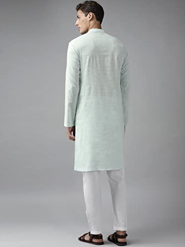 Image of See Designs Men Full Sleeve Cotton Solid Straight Slub Effect Kurta
