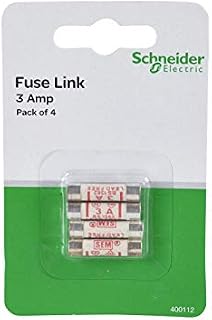 Schneider Electric Exclusive - Fuse Cartridge, 3A, 3Amp, Fuses Assorted, Mains Household UK, Red, 400112, Pack of 4