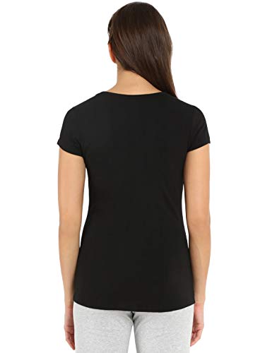 Image of Jockey UL03 Women's Super Combed Cotton Elastane Stretch Slim Fit Solid V Neck Henley Styled Half Sleeve T-Shirt