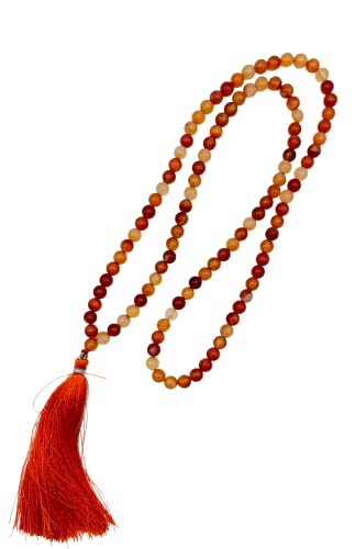 Image of Carnelian Natural Crystal Gemstone 8mm 108 Beads Jap Mala for Meditation, Pooja, Chanting, Wearing (8mm, Carnelian)