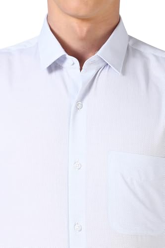 Image of Peter England Men's Classic Textured Slim Fit Full Sleeve Shirt | Wonder Fabric | Cotton Rich | Premium Dobby