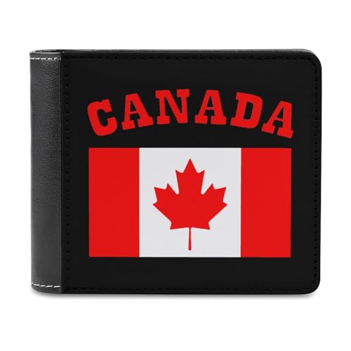 Canada Flag Canadian Maple Leaf Bifold Wallet Hidden Compartments Pocket Money with Credit Card Holder for Men