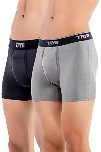 Image of TRYB Sports Underwear for Men | Stretchable Active Square Cut Trunks for Running & Gym Workout | Quick Dry, Breathable, Moisture Wicking & Anti Chafing | Sports Innerwear Boxers