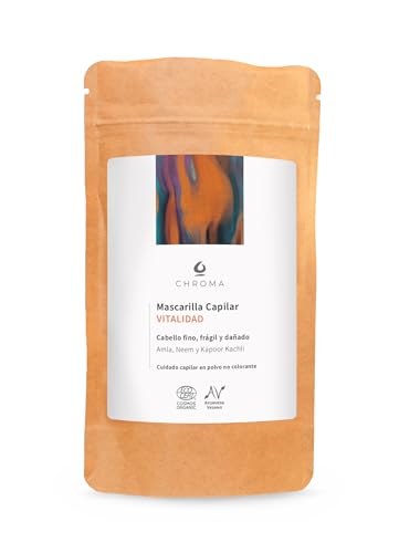 Mascarilla Capilar Vitalidad Chroma – Polvo Ayurvédico 100% Vegetal para Fortalecer y Revitalizar el Cabello - No colorante - Mascarilla natural para el pelo