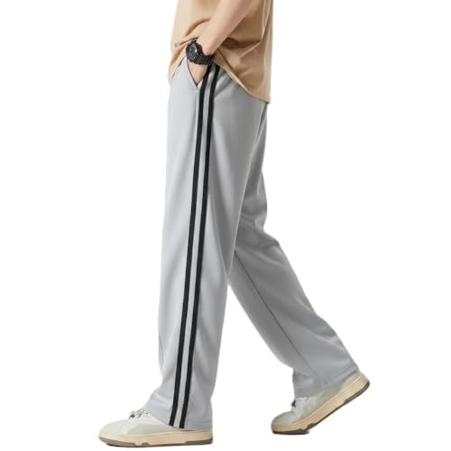 Image of Men's Lycra Loose Fit Track Pants | 4-Way Stretchable Side Stripe Joggers | Comfort Casual Relaxed Lower for Gym, Sports & Streetwear |