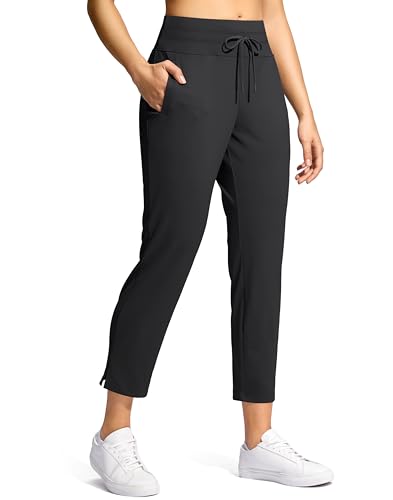 YYV Women's Pants with 3 Pockets High Waisted Golf Athletic Pants 7/8 Stretch Ankle Pants for Women Workout Travel Casual