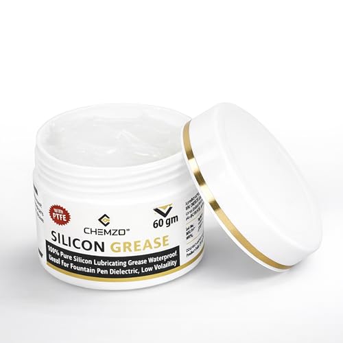 Image of CHEMZO Silicone Lubricating Grease with PTFE | White, 60 g | 100% Synthetic Grease | Dielectric | Multi purpose | Moisture Resistant, Non-Staining Formula | Excellent sound dampening |
