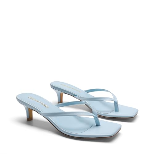 Image of DREAM PAIRS Kitten Heels for Women Flip Flop Low Heels Square Open Toe Sandals Thong 1.97 Inch Heeled Sandals for Summer Vacation