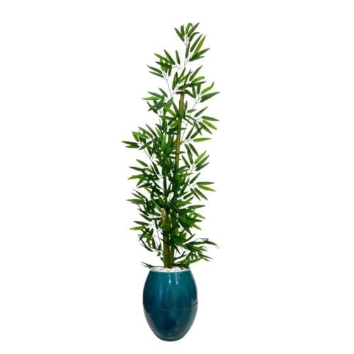 Planta Artificial Bambu da Sorte Decoração com Vaso (Verde Esmeralda)