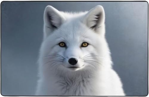 おしゃれ 白いキツネ ラグ ラグマット カーペット 約100 * 150 Cm カーペット対応 こたつ敷き 長方形 滑り止め付き ウォッシャブル オールシーズン適用