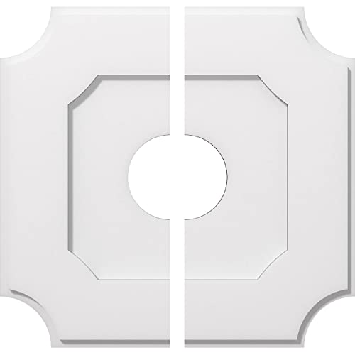 Image of Ekena Millwork CMP20LE2-05000 Locke Architectural Grade PVC Contemporary, Two Piece Urethane Ceiling Medallions 20 inchOD x 5 inchID x 12 inchC x 1 inchP
