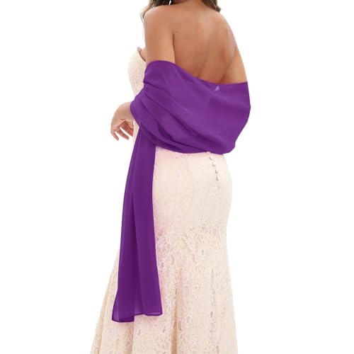 GIBZ Châle en Mousseline de Soie Longue Foulard Étole Femme Élégant Transparent Cape Mariage...