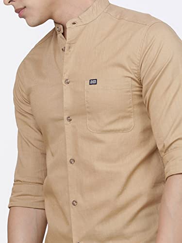 The Indian Garage Co Men Long Sleeve Slim Fit Shirt Khakhi - Image 3