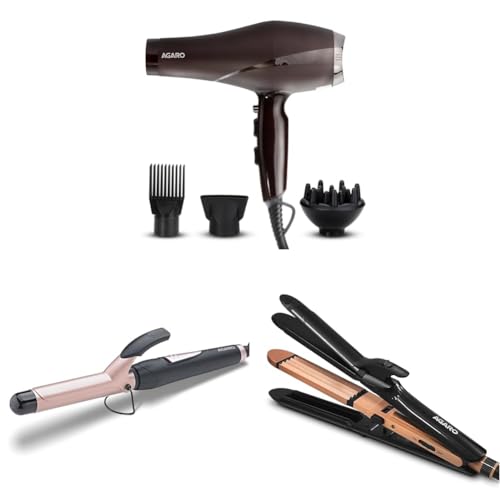 AGARO Hair Styling Kit, 4-in-1 Straightener/Wavy/Crimper/Curler, Professional Design