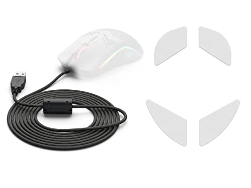 (Ascend Cable + PTFE Feet) Glorious Ascended Cable for Wired Glorious Gaming Mouse (Black) + Glorious G-Skates - 100% Virgin PTFE Mouse Feet for Model O/O Minus (GO-GSKATE) (Bundle)