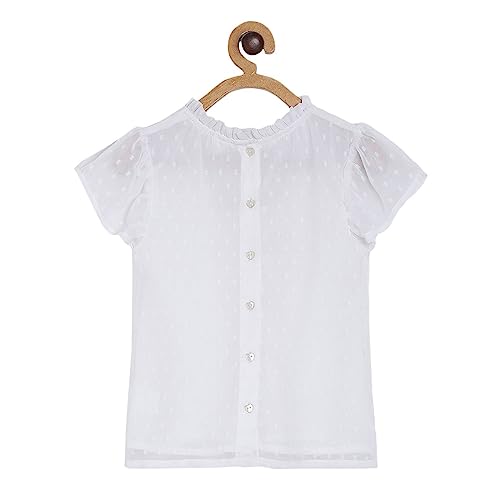 Image of miniklub Girls White Self Design Semi-Sheer Top