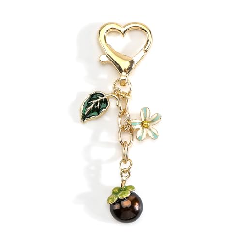 SHTALHST Fruit Keychain Cute Keychain with Leaf & Flower Charms