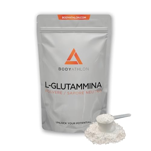 L-Glutammina in polvere 500g - aminoacido L-Glutammina dal sapore puro - 100 dosi di L-Glutammina vegana e senza glutine - Recupero muscolare - Bodyathlon