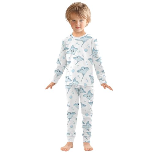 Pajama Sets Long Sleeve Cute Stingray Sea Pattern Soft Comfy Sleepwear 2 Piece PJS 3-8T2