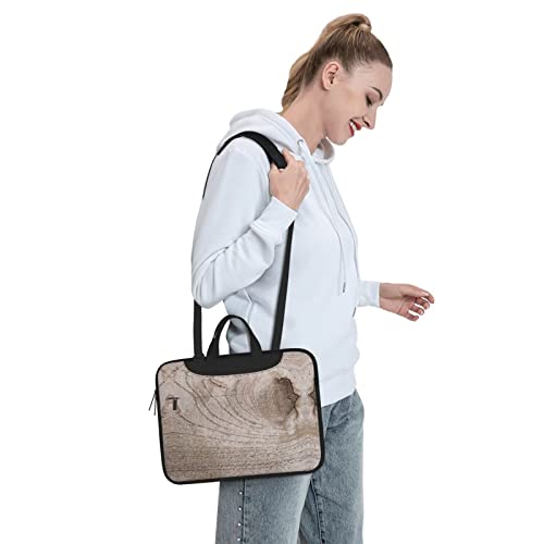 Bolso para laptop con diseño madera, negro, unisex miniatura 7