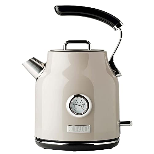 Haden Dorset 1.7 Liter Stainless Steel Electric Kettle, Hot Water Kettle with 360-Degree Base and Auto Shutoff, Putty & Chrome