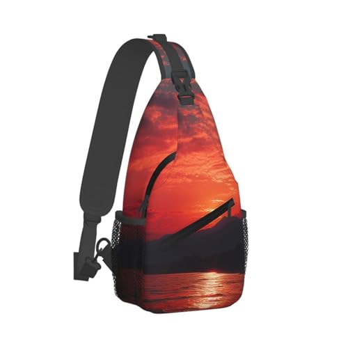 Mochila pequeña tipo sling para senderismo en negro
