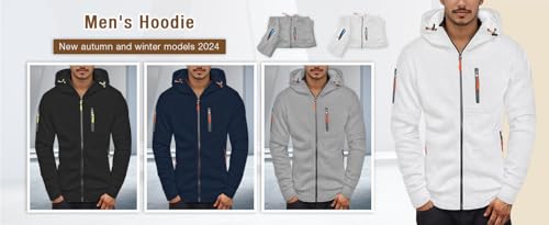 Zip Up Hoodie Men Big And Tall Fleece Oversized Sweatshirts Lightweight Cotton Fall Winter Jacket with Zipper Pockets4