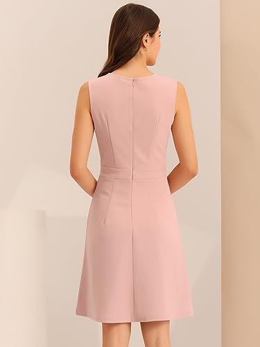 Image of Allegra K Women's Work Dress Round Neck Solid Color Sleeveless A-Line Business Casual Office Dresses