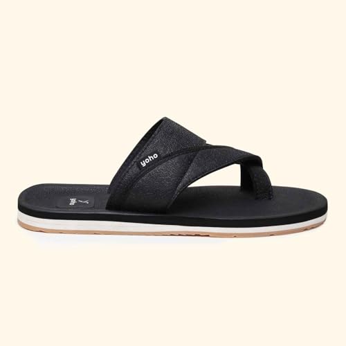 Image of YOHO Snugly Ethnic Orthopedic Slippers for Men | Diabetic Blood Circulation | Toe Ring Slip-On | Stylish Lightweight Flip Flops with Footpharma Footbed | Anti-Skid Chappals for Everyday