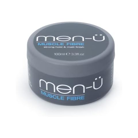 men-u MUSCLE FIBRE - Mens hair products - Hair putty w/ Strong, long lasting hold & matt finish. Instant style in your hands with a superb hold and separation. Mens Hair wax, single walled puck 100ml Cover