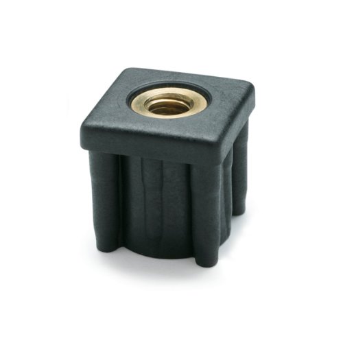 JW Winco 448V2V1788T Series EN 448S Plastic Black Square Type Threaded Tube End with Molded-in Insert, 1/2-13 Thread Size, 2.01" Item Length, 1.78" Inside Square, 1124 Pounds Static Load #1