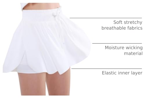 Image of EXARUS Girls Butterfly Shorts Athletic Flowy Cheer Dance Skorts Teen | Gymnastics Tennis Skirts Running Tween Flutter Sports Workout Youth 2 in 1 Gym Preppy Clothes Tumbling Outfis Kids 6-14Y