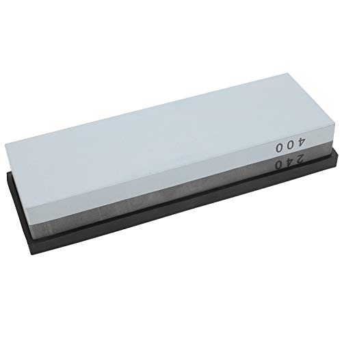 Jeffergarden Messerschärfer, Weißer Korund-Schleifstein mit Doppelseiten, Grober und Feiner Schliff für Küchenmesser und Rasenmähermesser