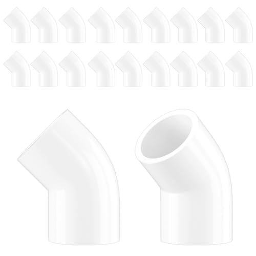 1 Inch PVC 45 Degree Elbow Fittings, Fits 1.315" OD SCH40 Pipe, 20 Pack
