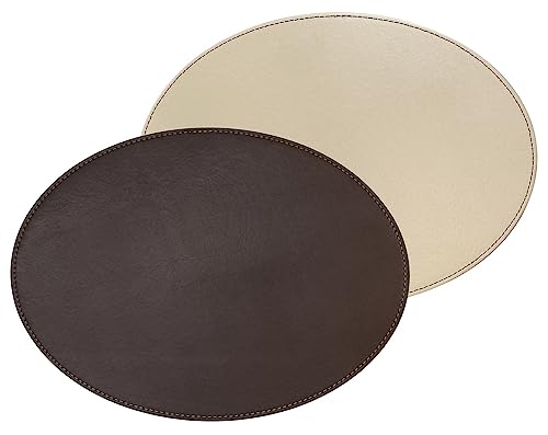 FreeForm Set de Table Ovale réversible en Simili Cuir, Chocolat/crème, 45 x 34 cm