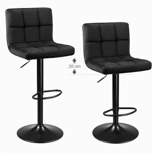 Miniatura 8 de Songmics Juego De 2 Taburetes De Bar, Silla Alta, Altura Regulable Con Funda De Pu, Giratorio Con Respaldo Y Reposapiés, Comedor, Mostrador, Acero Cromado, Marrón Nogal Ljb064k03