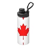 Bouteille d'eau de 532 ml avec drapeau canadien, garde les boissons chaudes ou froides, adaptée pour la course, l'alpinisme, le cyclisme et la randonnée en plein air.