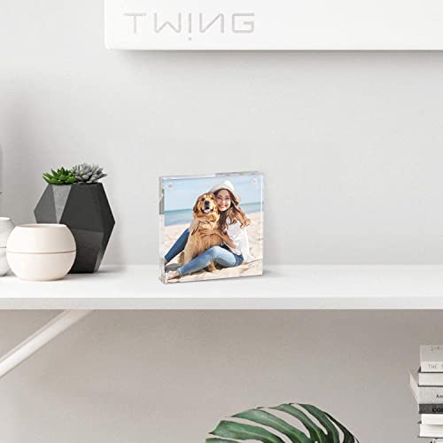 Acrylic Picture Frame, Twing 5 X 7 Inch 3 Pack Acrylic Photo Frame Horizontal Magnet Double Sided Acrylic Frames Set With Microfiber Cloth, 10+10Mm Thickness Clear Picture Frame Desktop Display Gift Ideal #TOP4