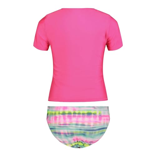 Image of Under Armour Girl's Short Sleeve Rashguard Surf Shirt and Swim Bottoms Set, UPF 50+ Sun Protection, Quick-Dry Bathing Suit