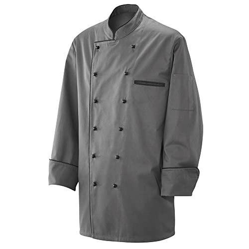 Exner Koch-Jacke, Langarm, Baumwoll-Mischgewebe, Farbe Silbergrau, mit Paspel schwarz, Größe M