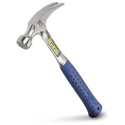 ESTWING Hammer - 16 oz Straight Rip Claw with Milled Face & Shock Reduction Grip - E3-16SM