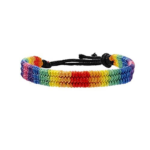 Hanpeelry Rainbow LGBTQ Pride Bracelet Adjustable Woven Braided Friendship String LGBT Bracelet Wristband for Gay & Lesbian Black