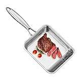 Qkbuza Antihaft-, quadratisch, 3-lagig, Edelstahl, antihaftbeschichtet, tiefe kleine Eisenpfanne, Kochgeschirr, für Ei